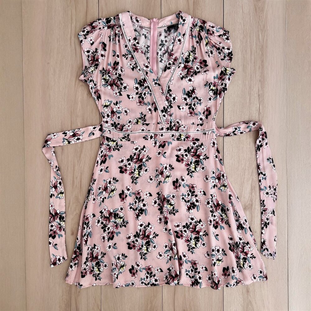 Suzanne Betro Light Pink Floral Short Sleeve Ladder Lace Trim Dress XL / Pin-Up - Picture 6 of 16